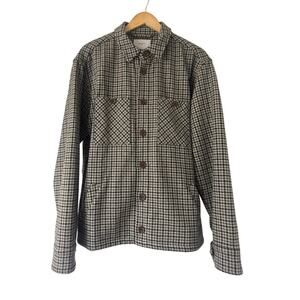 Percival Gray Houndstooth Wool Blend Overshirt Mens Size XL